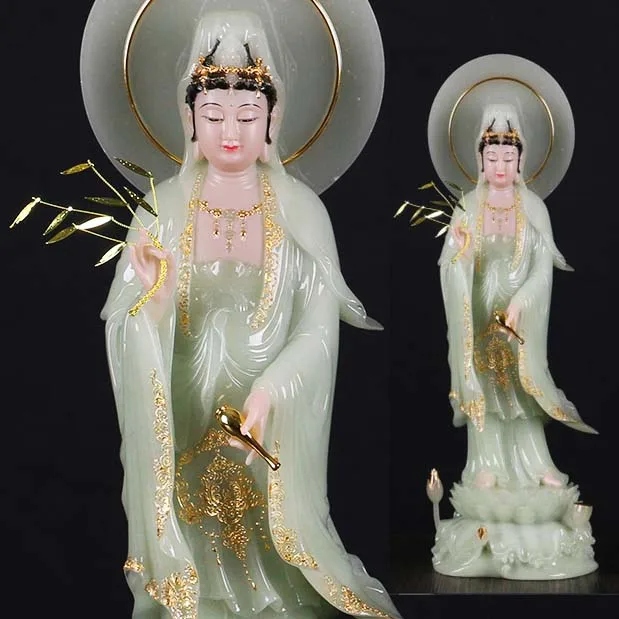 52CM large Buddhism TOP figure jade Goddess Guan yin GOD Avalokitesvara buddha Asia HOME protection Prosperity FENG SHUI statue