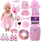Одежда для кукол, розовая юбка, фламинго, бикини, заколка-кролик, обувь для 18-дюймовой американской игрушки и 43 см, аксессуары для кукол новорожденных, подарок на день рождения