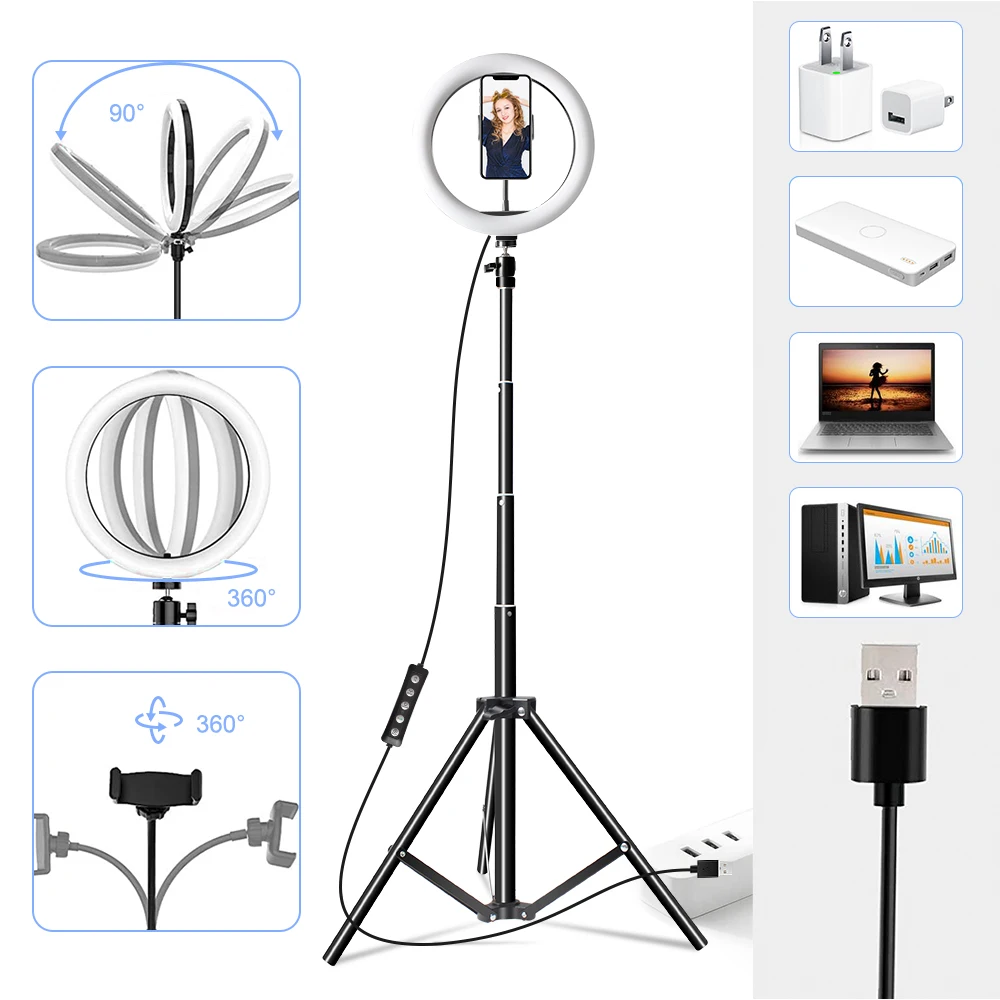 Кольцевая лампа 26 см 10 дюймов Usb кольцевой светильник 45 RGB студийные Круглые лампы