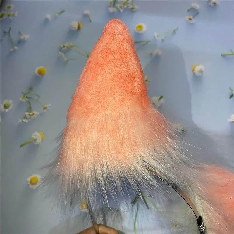 

Pink Hand Work Cosplay Wolves Hair Hoop Hairpin Simulation Lolita Headwear Lovely Animal Ears Headband