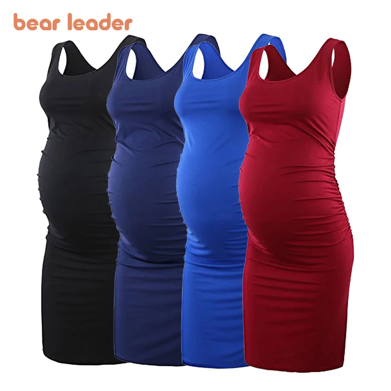 

Bear Leader Casual Solid Color Maternity Women Dresses Pregnancy Mom Clothes Pregnant Womens Tight Clothing Sleeveless Vestidos