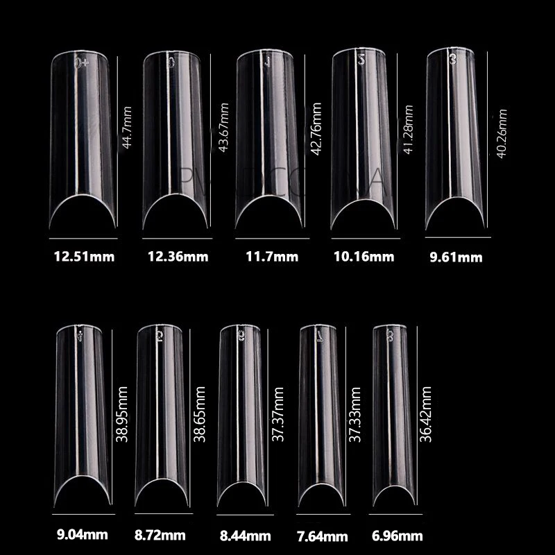 

500pcs Extra Long Straight Square Tips 10size XXL C Curve Half Cover False Nails Acrylic Salon Nail