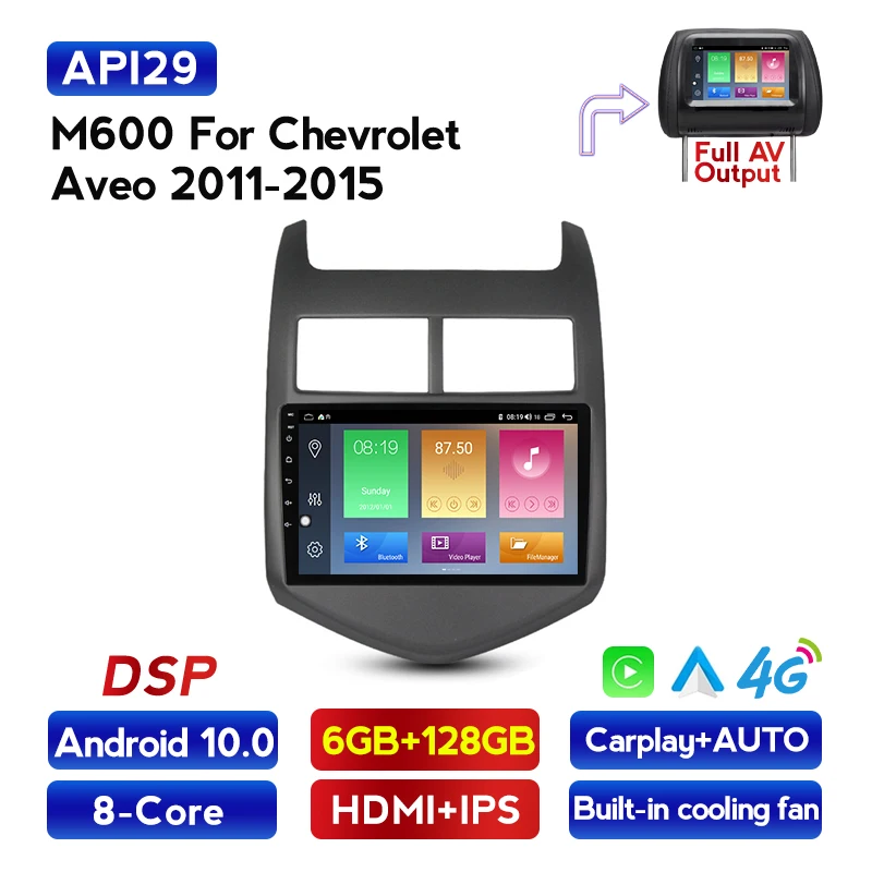 

Автомагнитола 2 din, мультимедийный видеопроигрыватель с GPS-навигацией и Android 10.0 IPS DSP для Chevrolet Aveo 2 Sonic T300 2011 - 2015