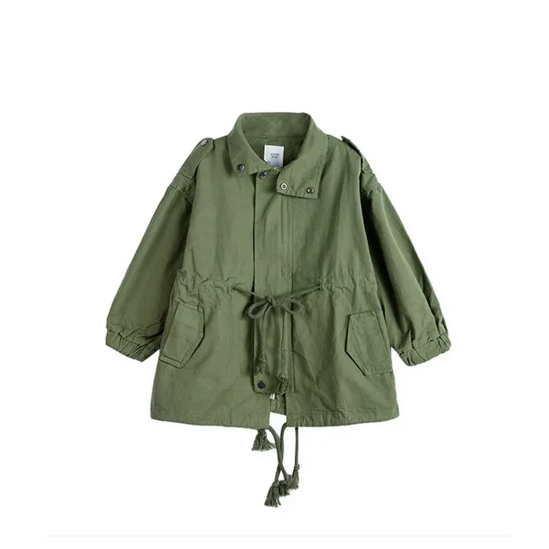 

WLG Kids Girls Jackets Spring Fall White Green Solid Coats Baby Girl Casual All Match Outerwear for 2-6 Years