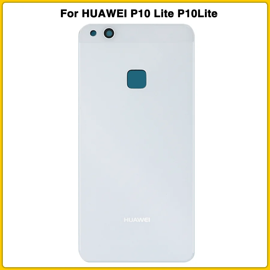 White Чехол для задней панели P10Lite, стекло для HUAWEI P10 Lite 5,2 '', задняя крышка для батареи, задняя крышка для двери с клейкой наклейкой - Цвет: White