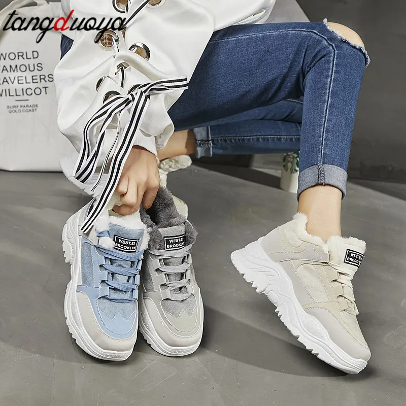 Женские кроссовки женская зимняя обувь для бега хлопковая плюшевая спортивная