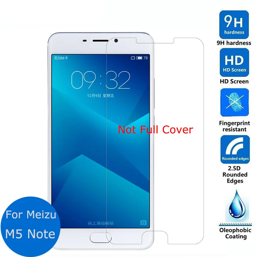 

not full coverd for meizu m5 note tempered glass screen protector 9h safety protective film for meilan m5note 5.5"inch glass