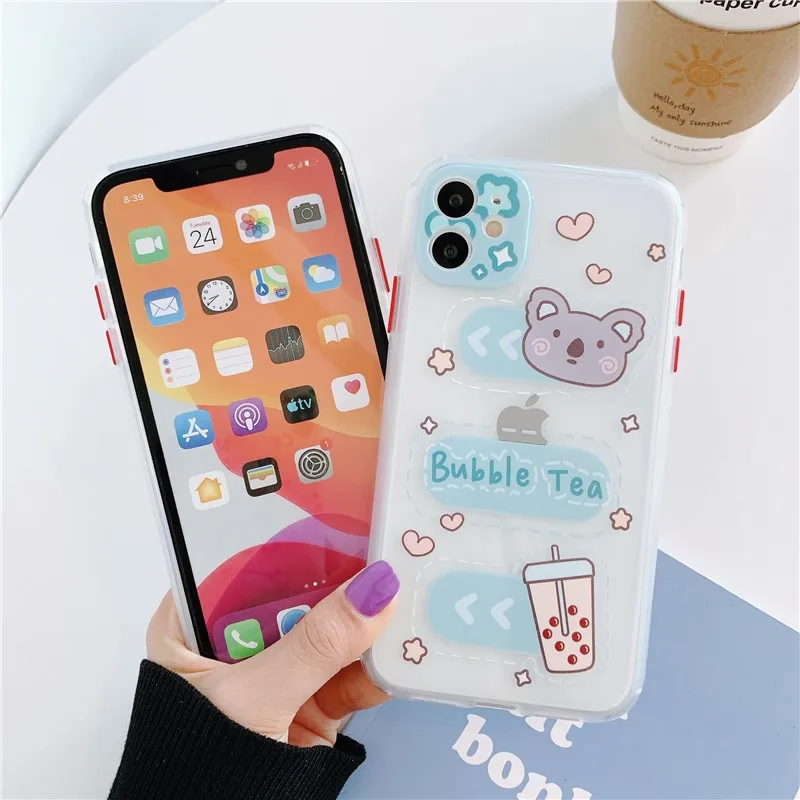 

Cute Cartoon animal Small fresh rabbit Cat soft Case For iPhone 11 12 Pro Max mini 7 8 Plus XR X XS MAX SE 2 phone cover fundas