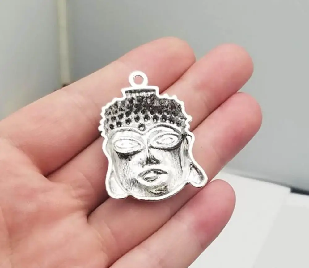 

5pcs/lot--41x31mm, Antique silver plated Buddha head Charms ,DIY supplies, Jewelry accessories