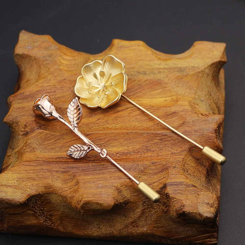 

HUISHI Adjustable Brooch Unisex Gold Silver Needle Pin Metal Korean Style Lapel Retro Wedding Evening Dress Formal Brooch Men