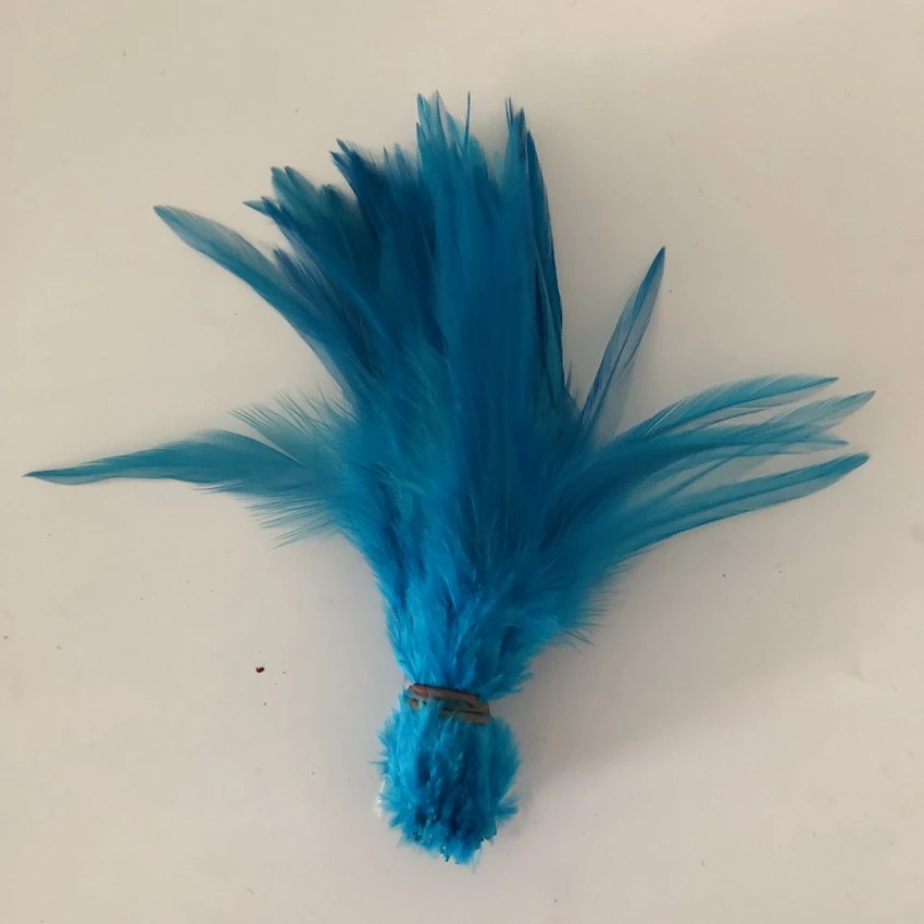 turquoise 1 ярд карнавал куриные поясничные Hackle перо натянуто 4-6 дюймов/10-15 см воротник с гребнем отделка из перьев ленты с петухом ремесла кружева - Цвет: turquoise