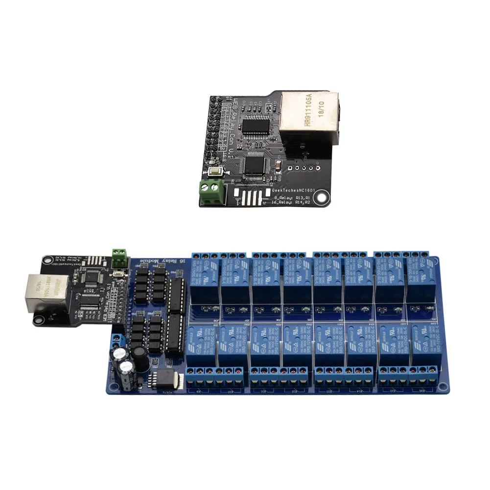 

NC1601 Remote Control Ethernet Module Lan Wan Web Server RJ45 Port Controller Board with 16 Channel Relay for Light Refrigerator