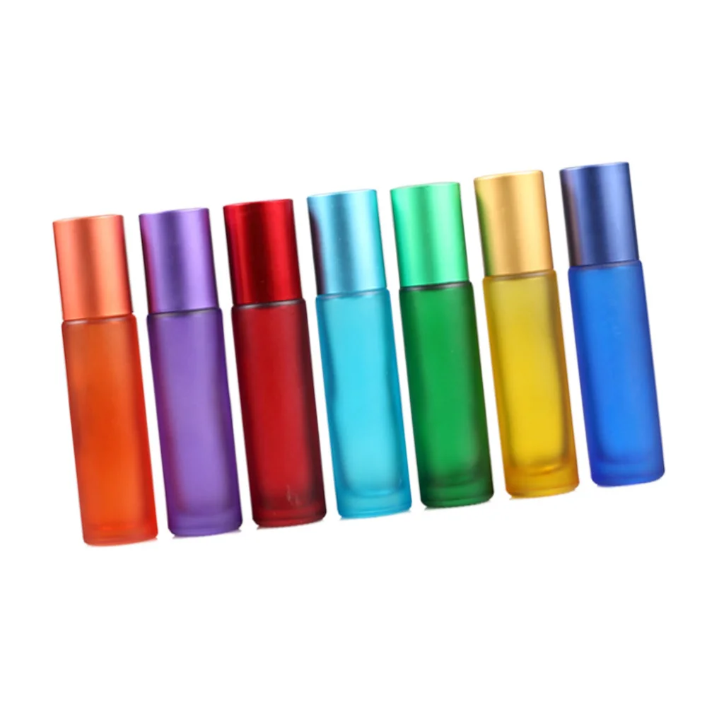 

7Pcs 10ml Dull Polish Perfume Bottle Roll-on Bottles Glass Bottles Colorful Subpackaging Bottle Mixed Color
