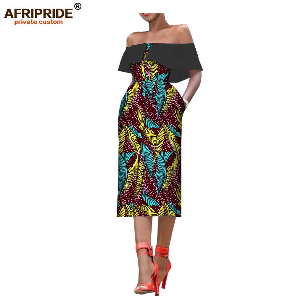 Летнее женское платье в африканском стиле, AFRIPRIDE, без рукавов, до середины икры, однобортное, без бретелек, Повседневное платье для женщин A7225159 - Цвет: 547-12