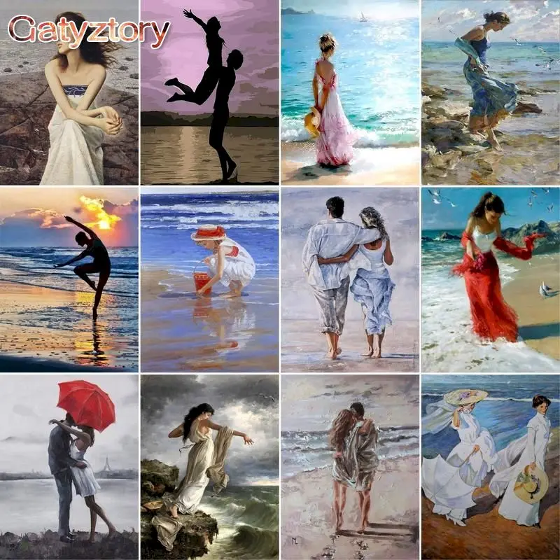 

GATYZTORY DIY Oil Painting Paint by Number Kit seaside Figure Painting for Adults Kids Arts Craft for Movie Home Wall Decor Gif