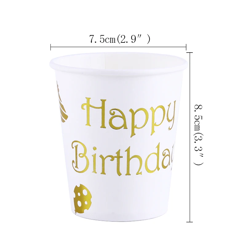 10pcs cup D 10pcs 350ml Black Gold Metal color style Singleism birthday party decorations adult kids supplies paper disposable tableware cup - Цвет: 10pcs cup D