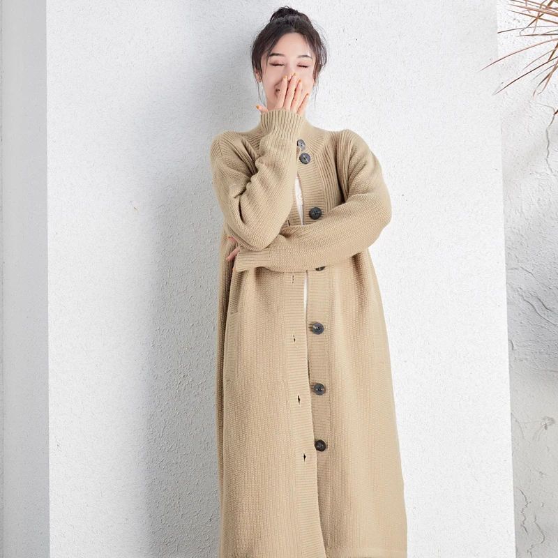 Winter sweater women's new loose casual long trend Korean solid color simple personality fashion large size cardigan jacket 546 |