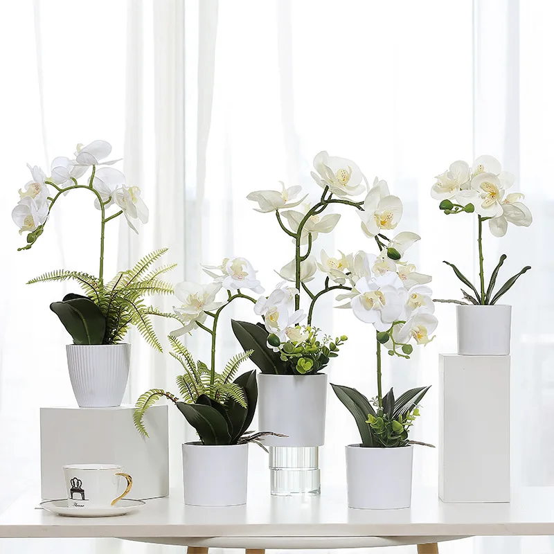 

Artificial White Phalaenopsis Fake Flower Plant Simulation Potted Plants Nordic Home Accessories Room Decor Wedding Plants