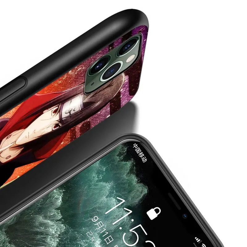 

Hot Anime Sharingan For Apple iPhone 12 11 XS Pro Max Mini XR X 8 7 6 6S Plus 5 SE 2020 Black Silicone Cover Phone Cross