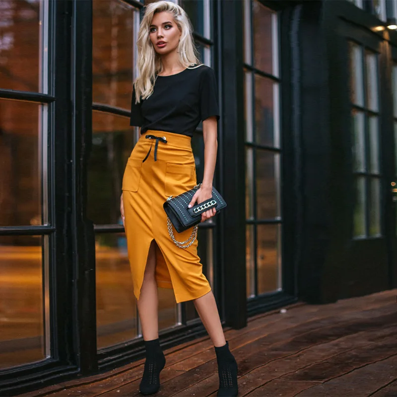 Женская сексуальная бандажная юбка с высокой талией уличная одежда 2019 новая