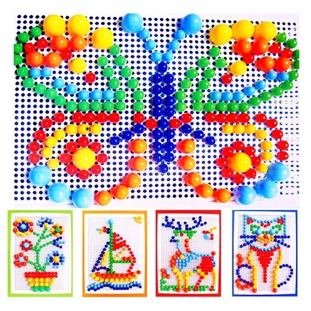 

296 Mushroom Nail Puzzle Educational Didactical intelligent Games DIY Plastic Flashboard Children Educational Toys Random Color