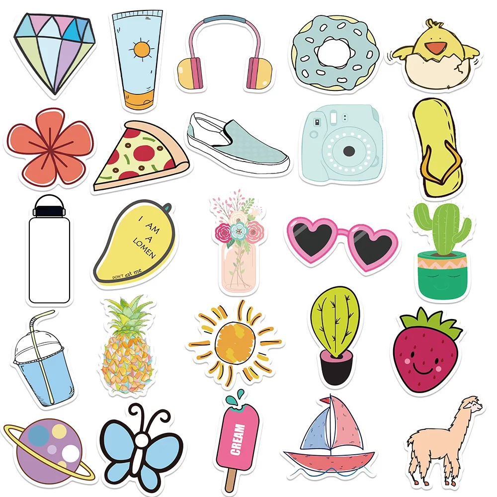 Новинка 50 шт. водонепроницаемые розовые забавные наклейки Vsco из ПВХ для девочек
