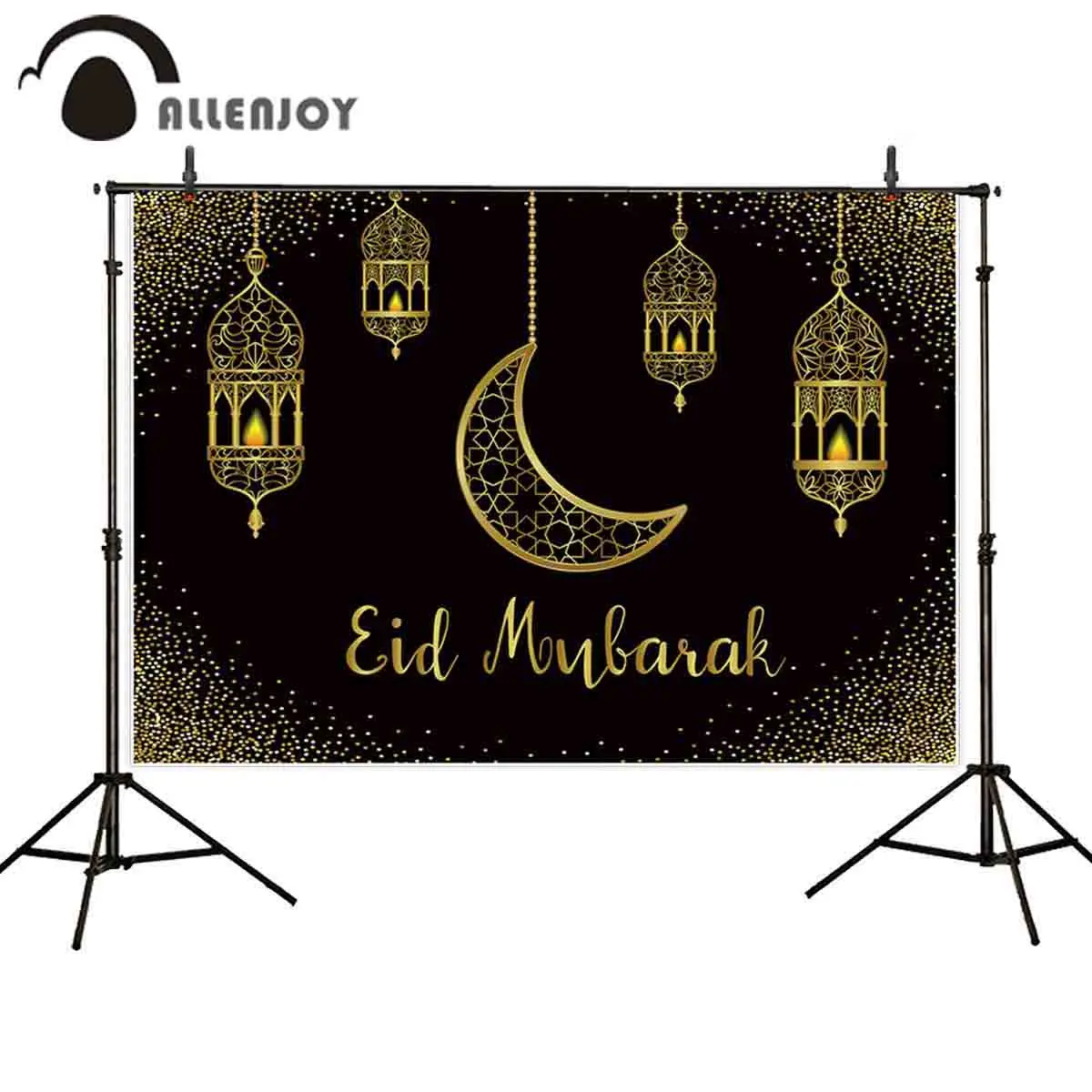 Allenjoy Eid Mubarak черный фон Золотой песок Луна исламские подвесные лампы Рамадан