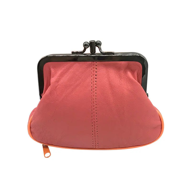 707orange pink NICOLE& CO, кошелек для монет из натуральной кожи, Женский кошелек из овечьей кожи, кошелек с металлическим замком, держатель для карт, кошелек на молнии, маленькая сумка - Цвет: 707orange pink