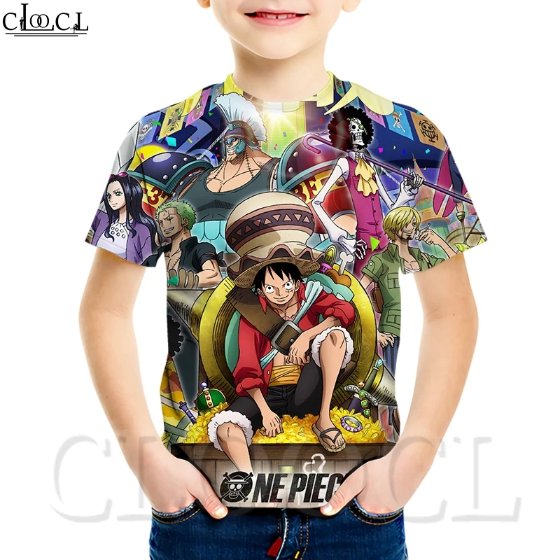 

CLOOCL/Милая футболка для мальчиков с рисунком обезьяны D Luffy, японского аниме новый летний Повседневный Топ с круглым вырезом и 3D принтом мален...
