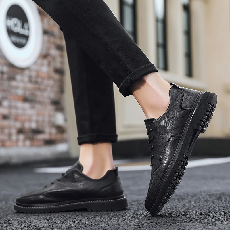 

Men's Casual Shoes lace up fashion Leather Shoes breathable outdoor Walking Shoes Soft Brand Sneakers flats Sloth Shoes