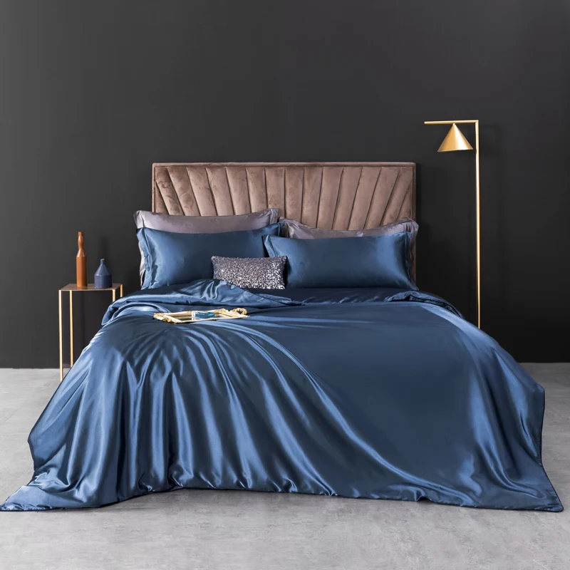 

OLOEY Bedding set Satin Wash Silk bed set Duvet cover Bed sheet Pillwocases Queen King size Fitted sheet Elastic band