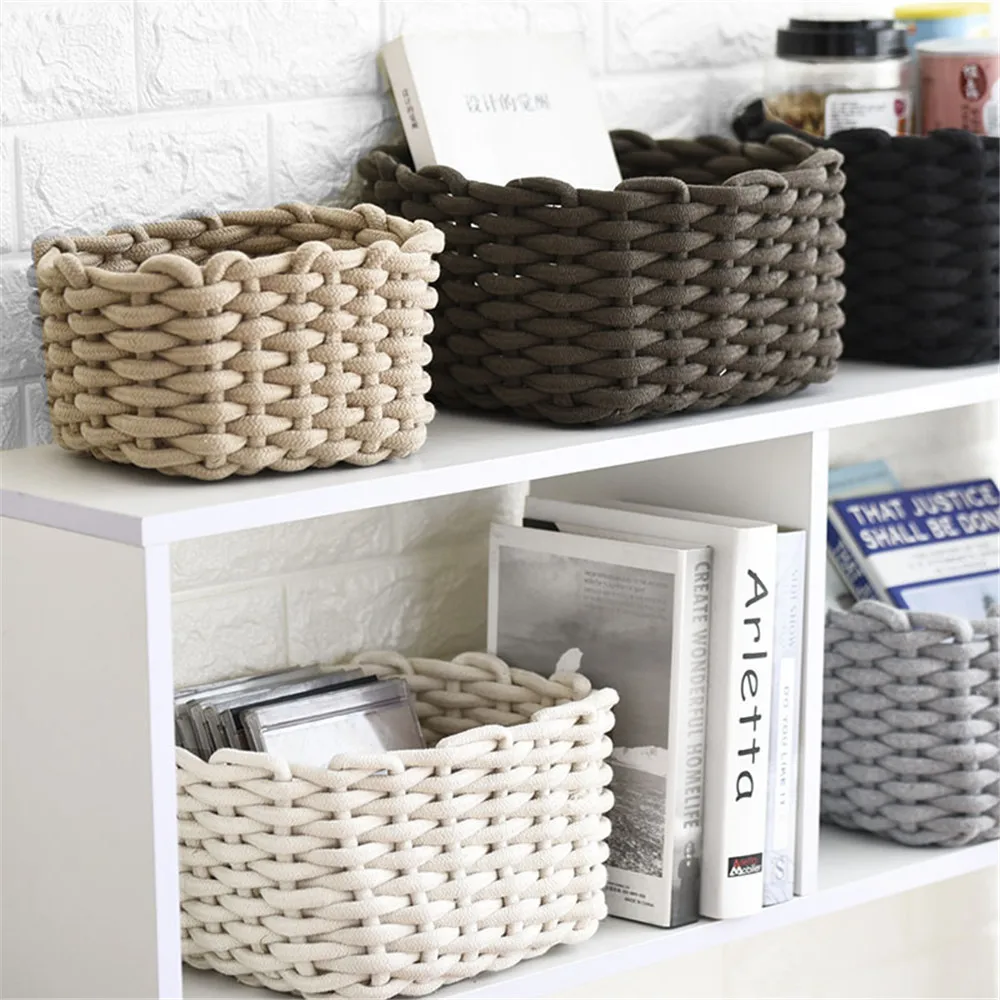 

Nordic Decorative Sundries Storage Box Cotton Rope Woven Storage Baskets Desktop Cosmetic Containers Gifts Room Organizer Basket