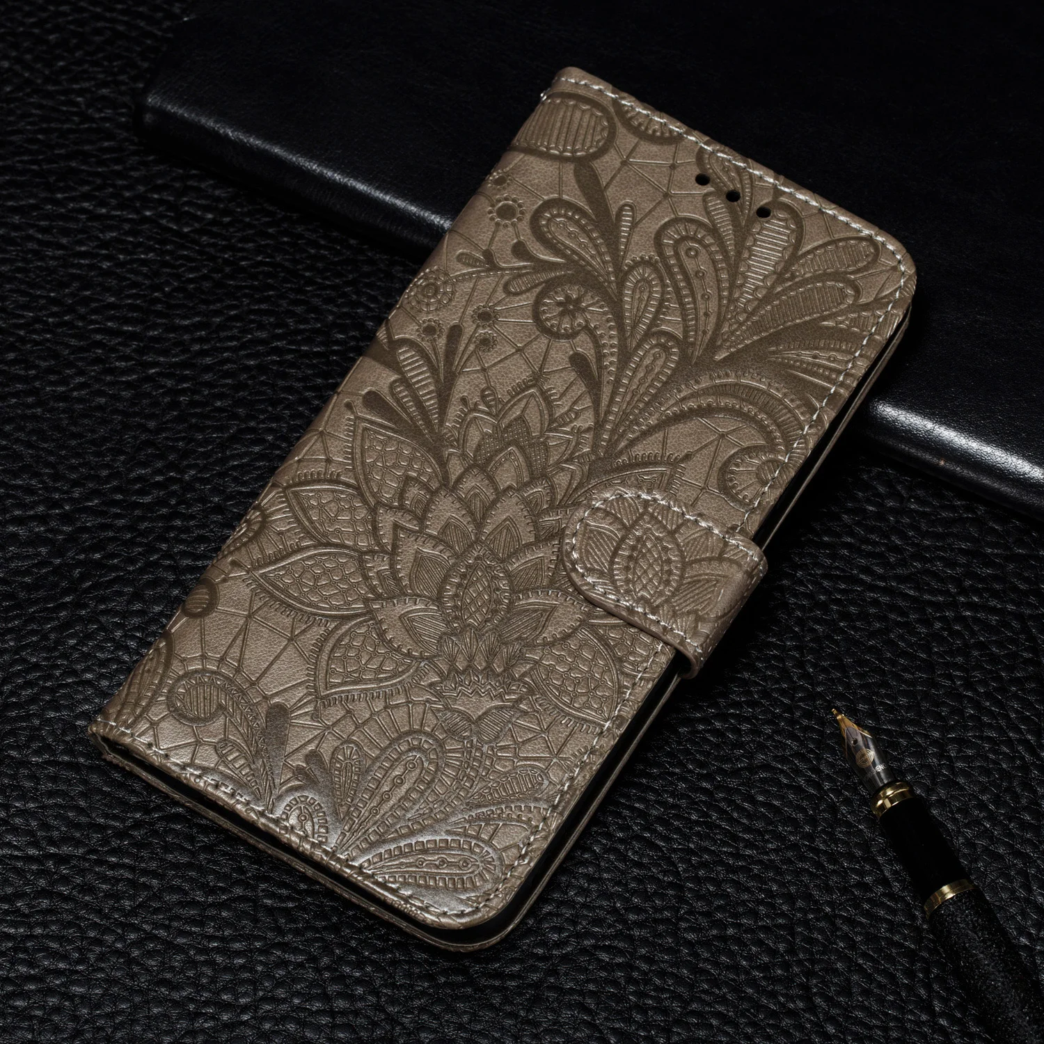 Lace Gray Для huawei Y5 Чехол кожаный флип чехол для huawei Y52019 huawei y5 AMN-LX9 AMN-LX1 AMN-LX2 LX3 бумажник бэдж, функцией подставки и магнитной защелкой - Цвет: Lace Gray