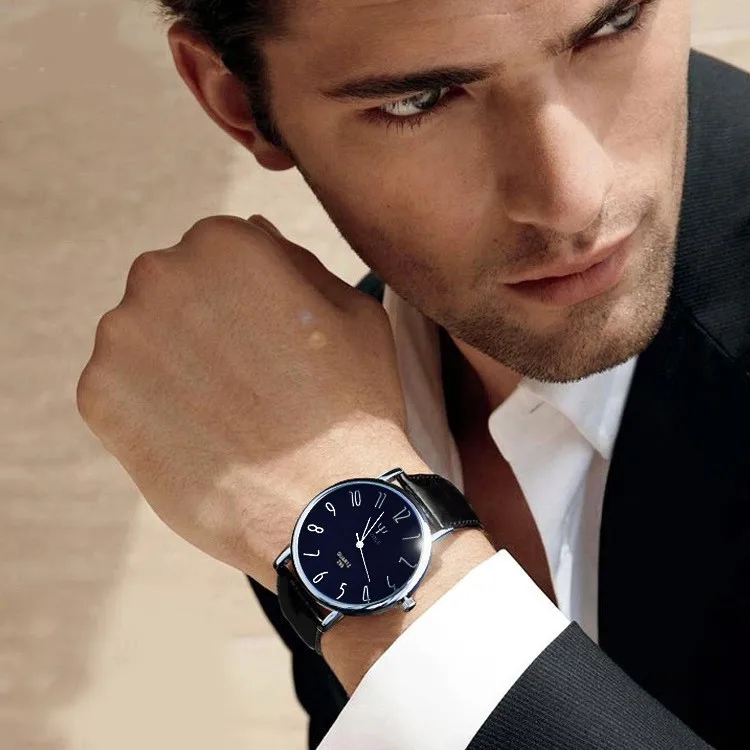 Мужские повседневные кварцевые часы модные деловые люксовый бренд повседневный