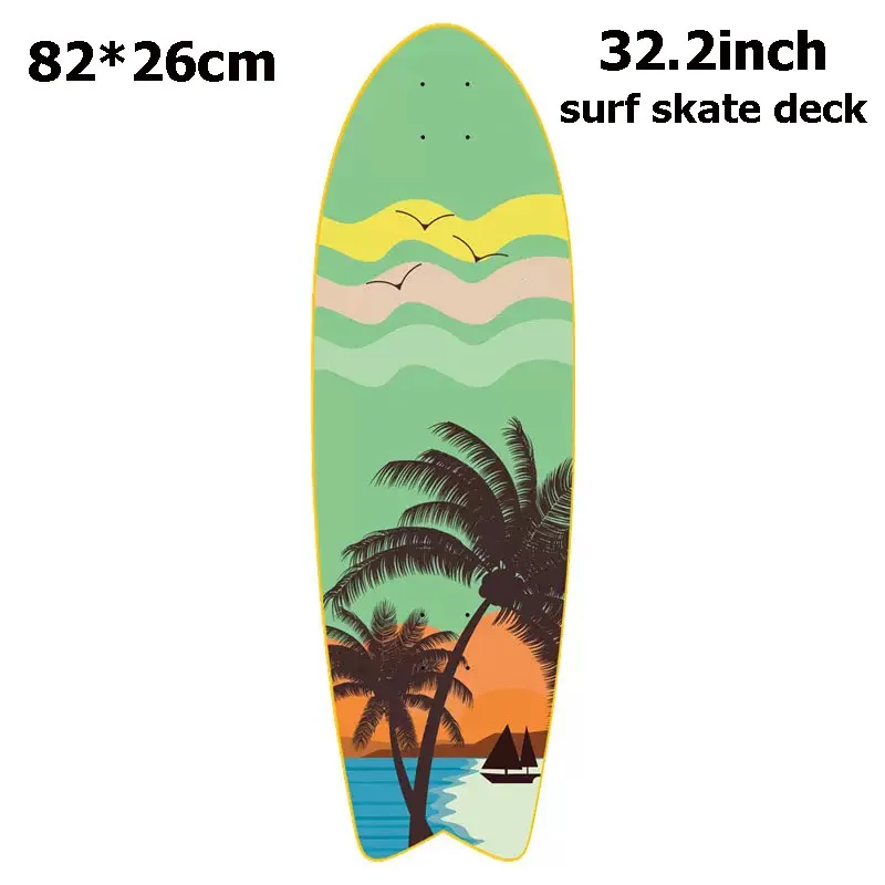 цена 32 Fishtail Surf Skate Deck 8-Tier Canadian Maple Board Quality Land Surfskate Carving Cruiser Skate Board Deck DIY Parts Supply