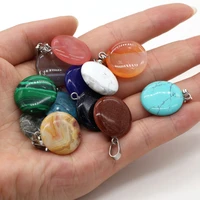 5pc natural stone pendants round shape yellow jades crazy agated for women jewelry accessories making necklace earring crafts