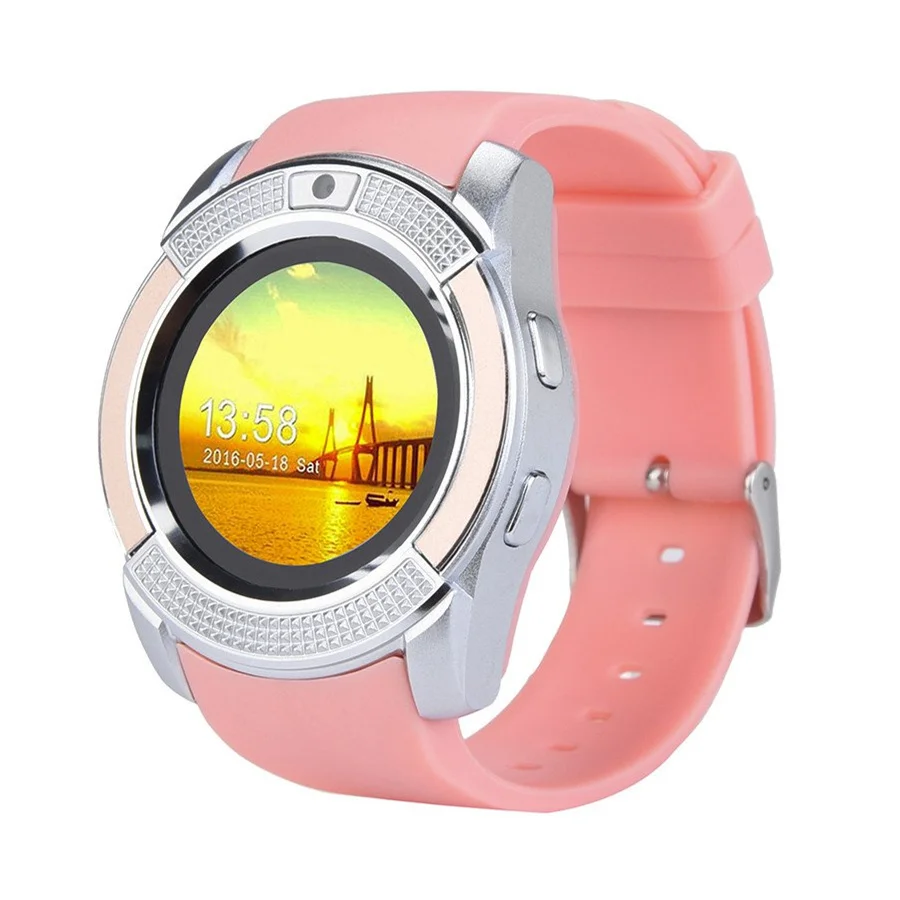 Pink Спортивные Смарт-часы для мужчин и женщин, Bluetooth, умные часы с сенсорным экраном, наручные часы с камерой/слотом для sim-карты, силиконовые смарт-наручные часы - Цвет: Pink