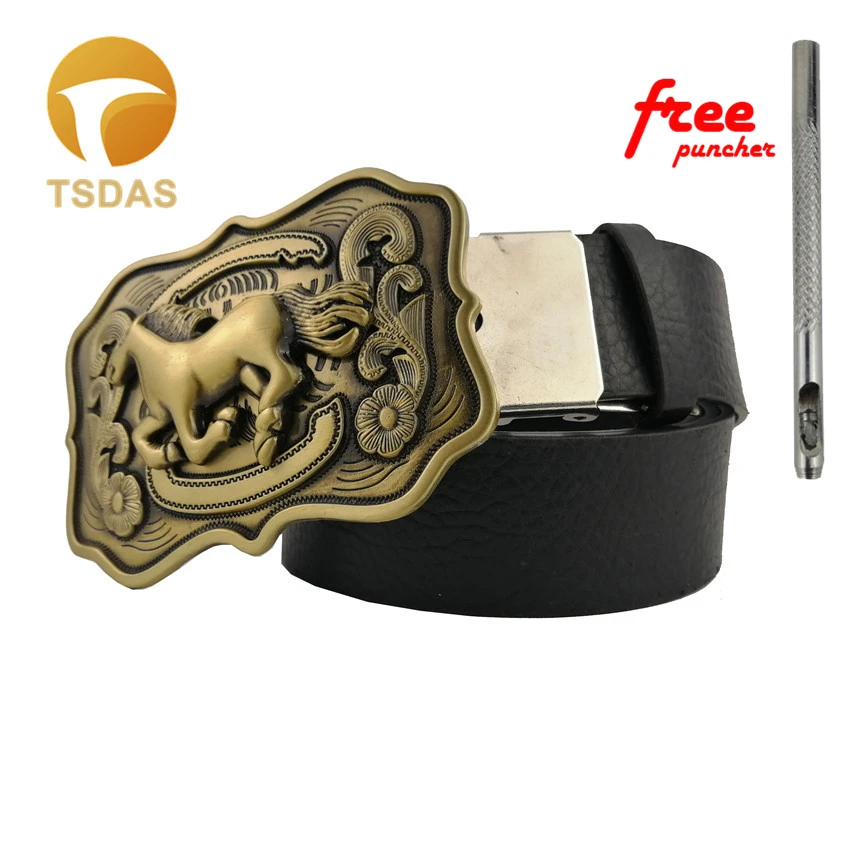 Solid Brass Horse Vintage Belt Buckle For 4.0cm Wide Cool Buckles Classic Men Women Jeans accessories|belt buckle|vintage brass belt bucklesbuckles