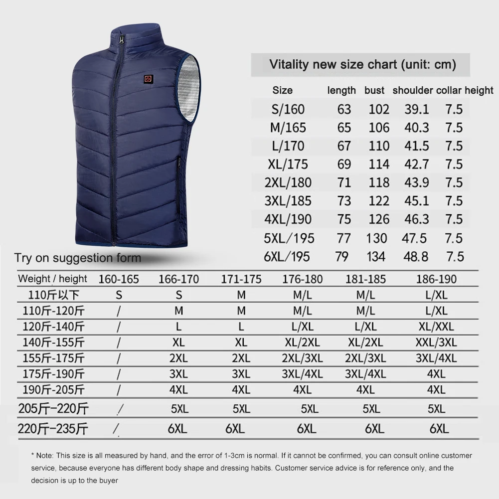 

Smart Heated Jacket Fashion Men Intelligent USB Charging Electric Waistcoat Zipper Heating Thermal Vest Winter Warm Clothes