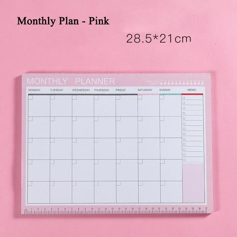Month Pink EZONE A4 блокнот с ежемесячным планированием, еженедельный блокнот с планировкой, настольный блокнот для планирования расписания, простой стильный клейкий блокнот для заметок, офисные канцелярские принадлежности - Цвет: Month Pink