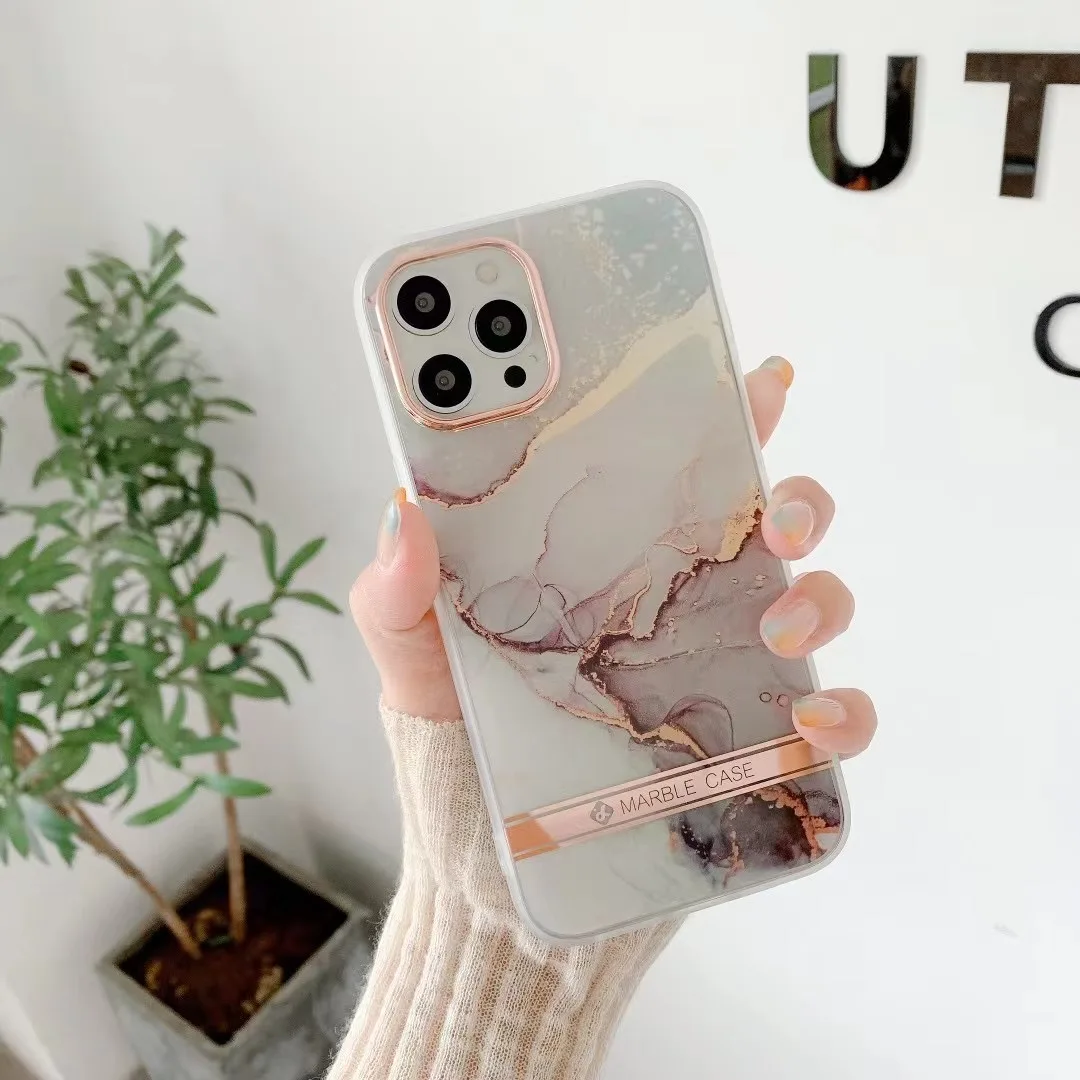 

Luxury Overgild Vintage Marble Phone Case For iPhone11 12 Pro Max Mini X XR XS 6 7 8 Plus SE Transparent Silicone Cover Fundas