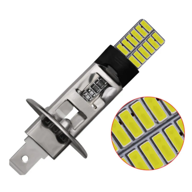 2 шт. H3 H1 светодиодный ные лампы для противотуманных фар s 24 SMD 4014 6500K белый 12 В