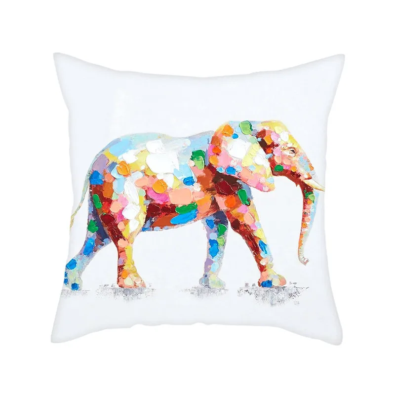 Fuwatacchi Cartoon Pattern Cushion Cover Elephant Photo Pillow Covers New Cute for Home Sofa Decorative Throw Pillowcase 45*45cm | Дом и сад