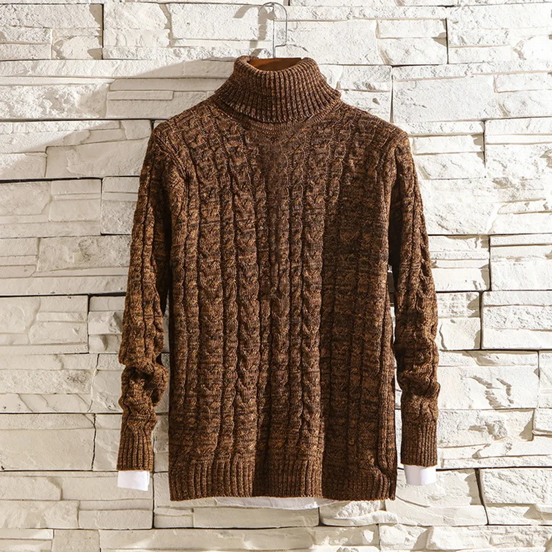 Осенние винтажные вязаные свитера мужские Классические водолазки теплые Pull Homme мужские повседневные трико уличная тонкие однотонные пуловеры