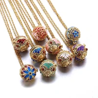 luxury golden aromatherapy necklaces wonderful oil painting open locket aroma diffuser necklace essential oils perfume necklace