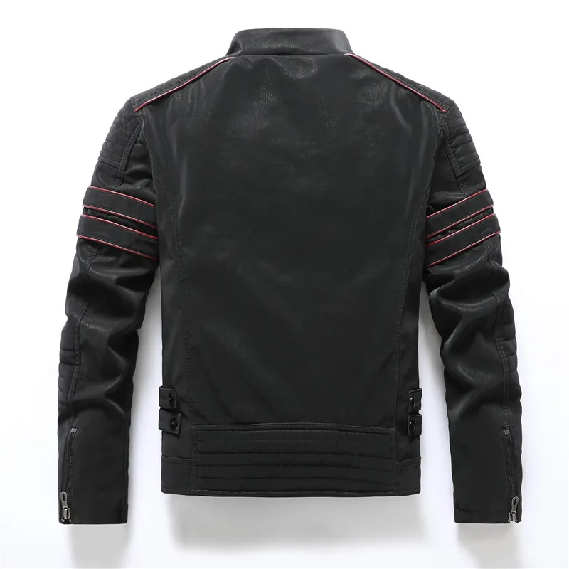 

Mens Leather Jackets Motorcycle Fashion Stand Collar Zipper Pockets Male Vintage PU Coats Biker Faux Leather Fashion Outerwear