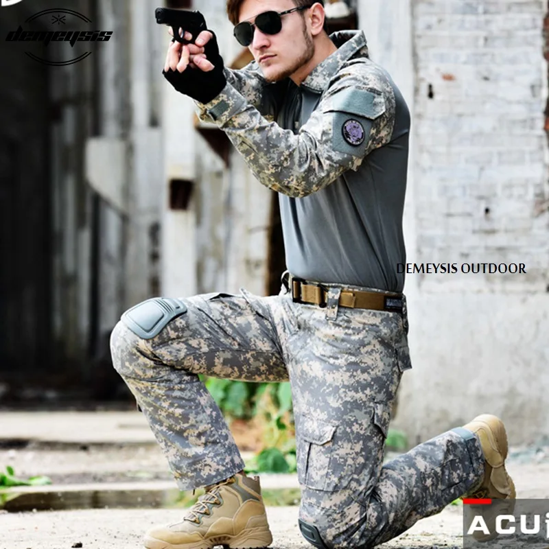 Military Combat Uniform Army Training CS Games Tactical Clothing with Elbow Pad Knee Pads Airsoft Suits | Спорт и развлечения