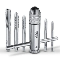 1set adjustable m3 m8 t handle ratchet tap wrench machinist tool reversion with 1pcs screw tap
