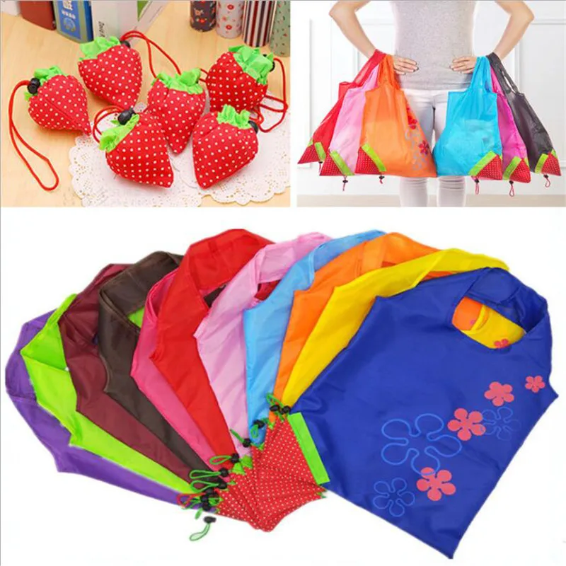 

Eco Storage Handbag Strawberry Grapes Pineapple Foldable Shopping Bags Reusable Folding Grocery Nylon Large Bag