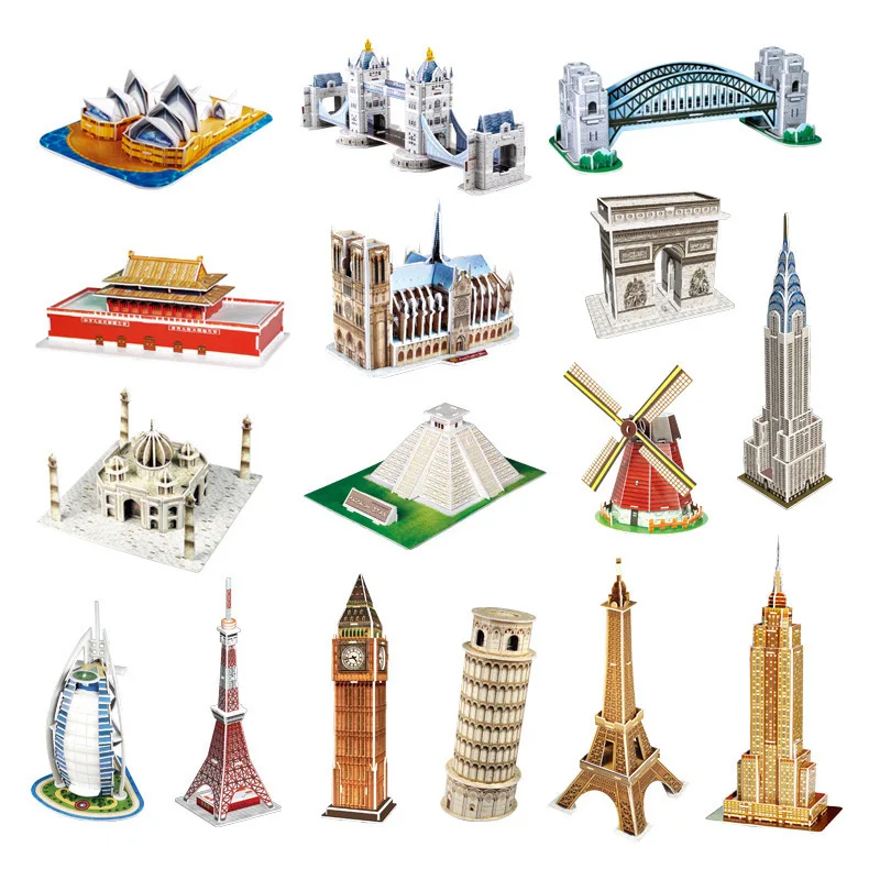 3d трехмерный зигзаг головоломка мини мировая архитектурная железная башня